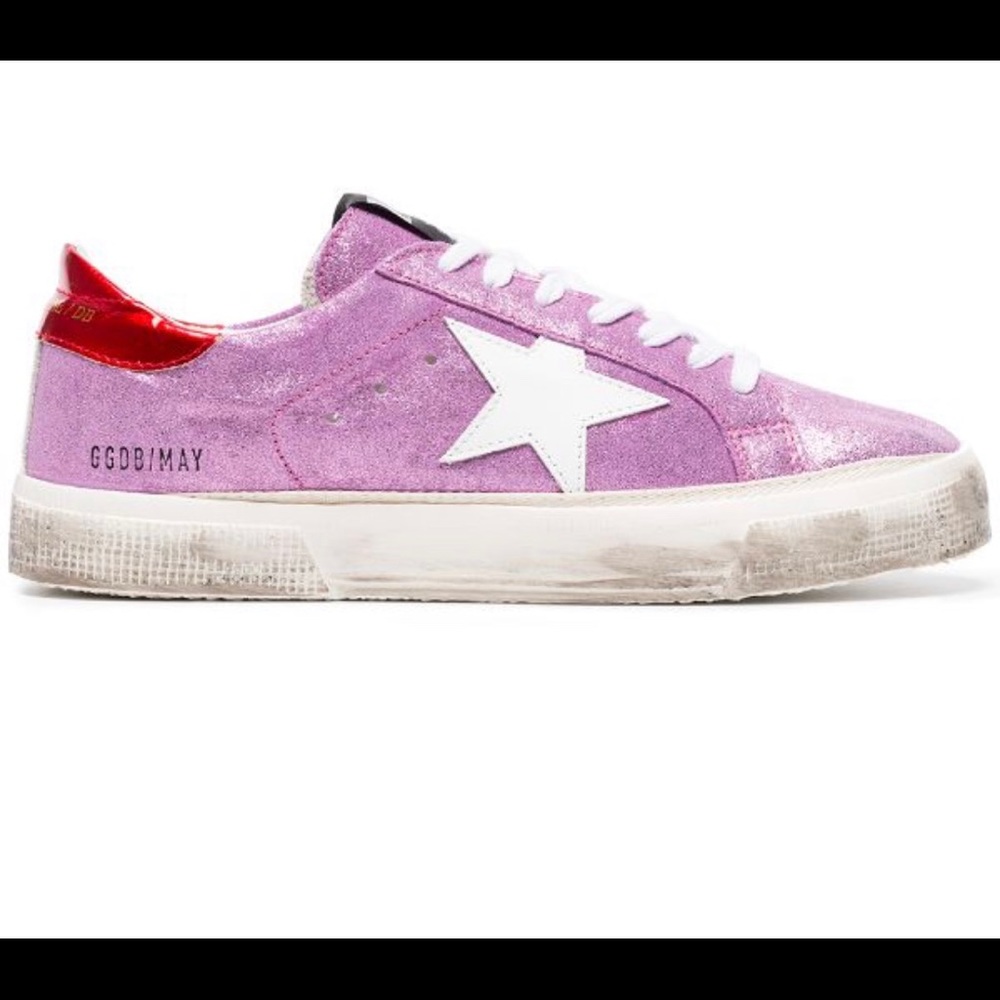 GOLDEN GOOSE MAY PINK GLITTER SNEAKERS